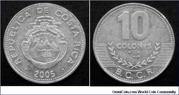 Costa Rica 10 colones.
2005, Al.