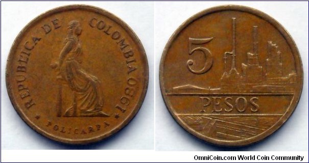 Colombia 5 pesos.
1980 (II)
