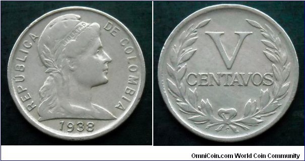Colombia 5 centavos.
1938