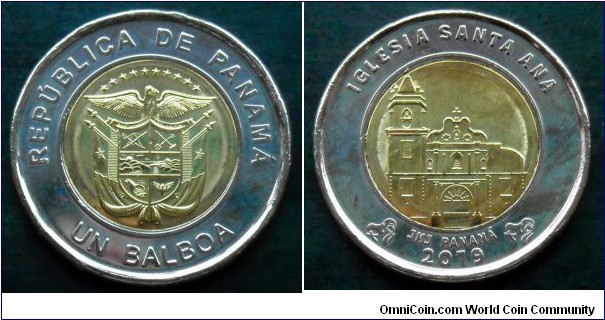 Panama 1 balboa.
2019, Santa Ana Church.