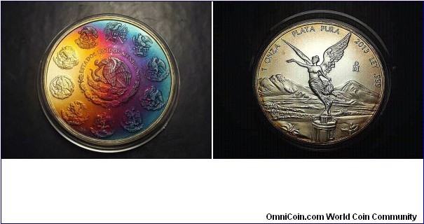 México 1 silver. Oz 
 Nice rainbow toning