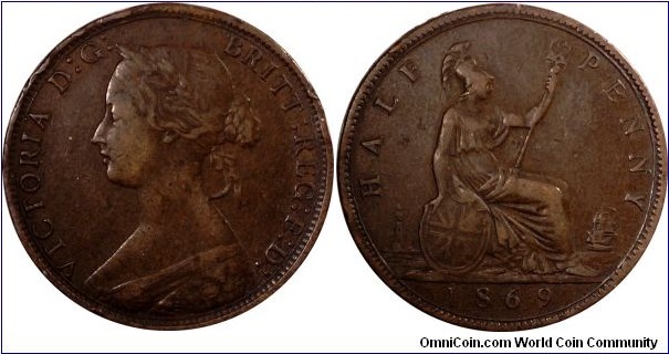 Queen Victoria Bronze Half Penny Scarce date