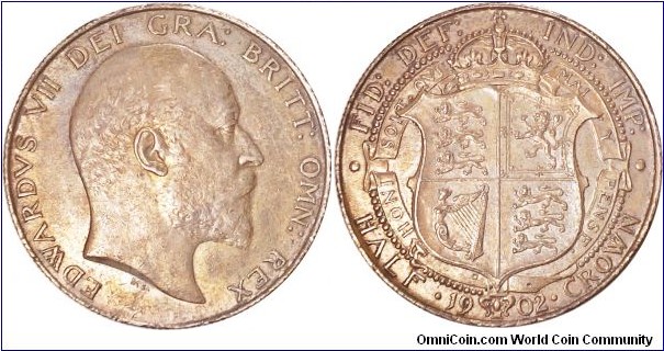 Edward VII .925 Silver Half Crown