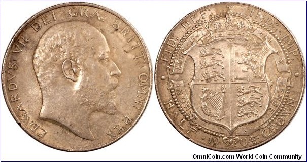 Edward VII .925 Silver Half Crown