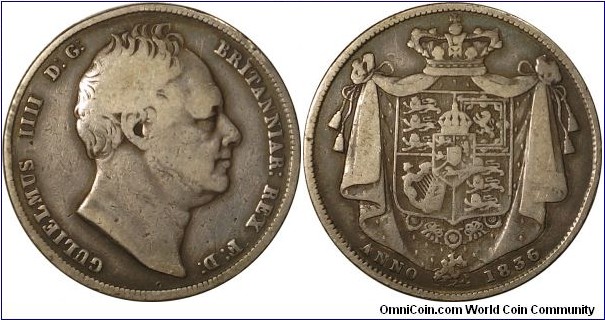 William IV .925 Silver Half Crown