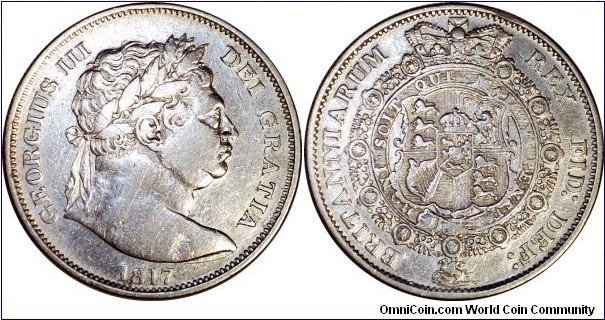 George III D over T in DEI .925 Silver Half Crown