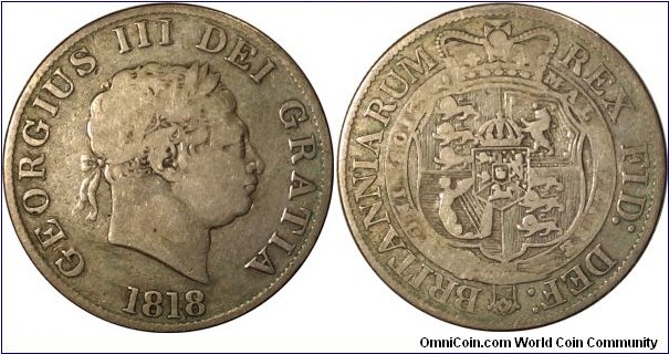 George III .925 Silver Half Crown