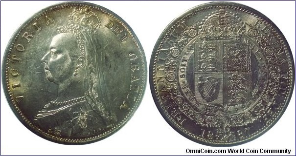 Victoria Jubilee Bust .925 Silver Half Crown