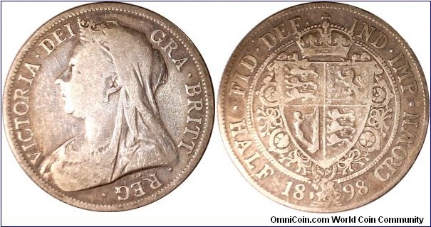 Victoria Veiled Head .925 Silver Half Crown