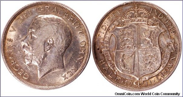 George V .925 Silver Half Crown