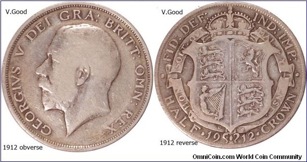 George V .925 Silver Half Crown