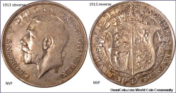 George V .925 Silver Half Crown