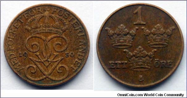 Sweden 1 ore.
1950, Bronze (II)