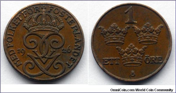 Sweden 1 ore.
1926, Bronze