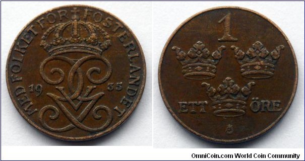 Sweden 1 ore.
1935, Bronze