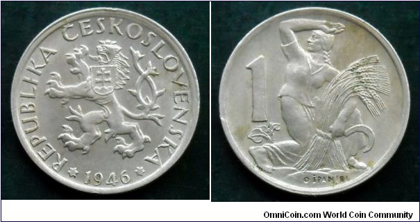 Czechoslovakia 1 koruna. 1946 (II)