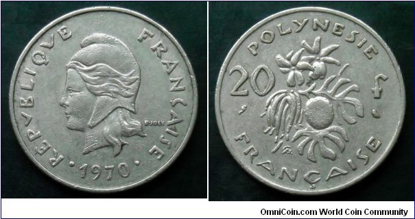 French Polynesia 20 francs. 1970