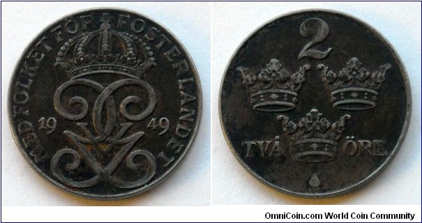 Sweden 2 ore.
1949, Iron (II)
