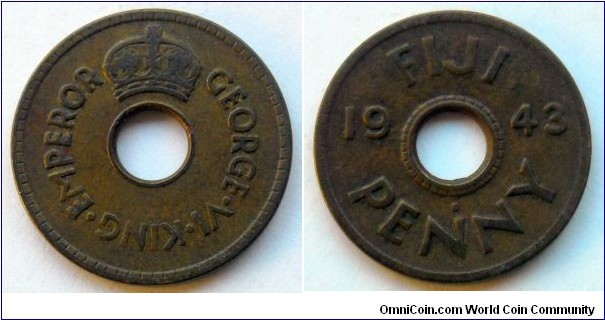 Fiji 1 penny.
1943, S - San Francisco Mint.