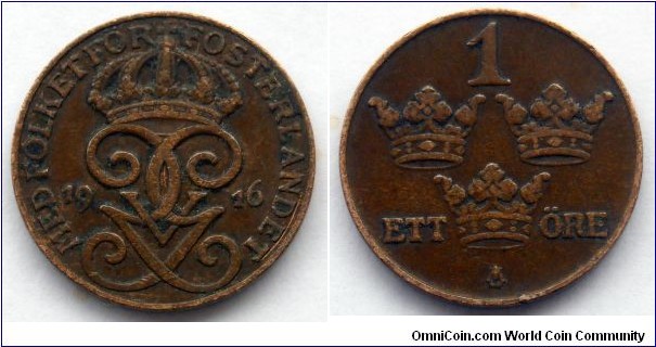 Sweden 1 ore.
1916