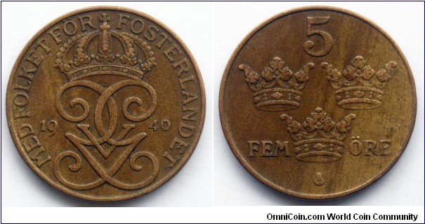 Sweden 5 ore.
1940