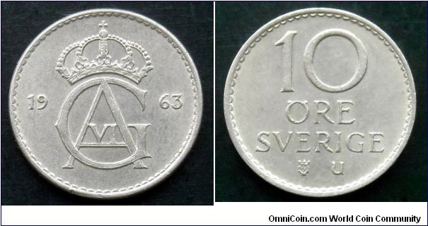 Sweden 10 ore.
1963