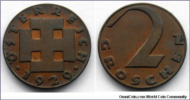 Austria 2 groschen.
1929 (II)