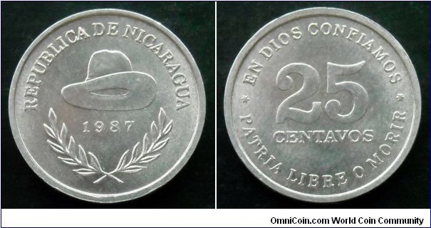 Nicaragua 25 centavos.
1987