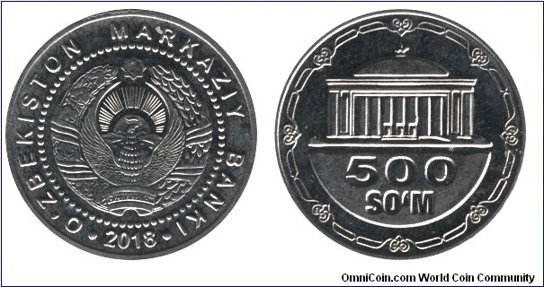 Uzbekistan, 500 som, 2018, Palace of International Symposiums.