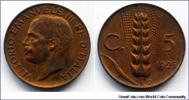 Italy 5 centesimi.
1925