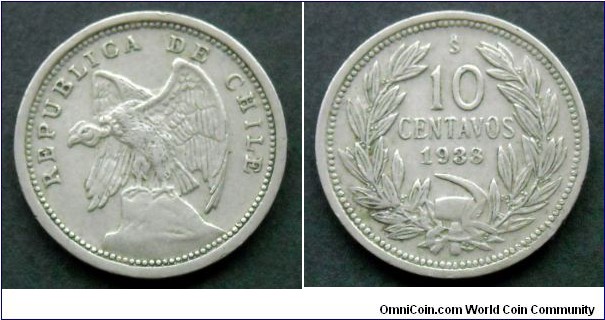 Chile 10 centavos.
1938