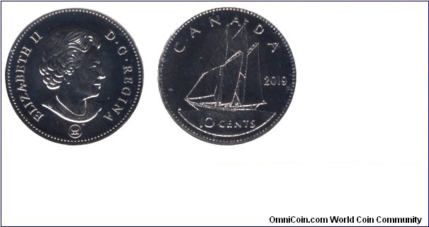 Canada, 10 cents, 2019, Scooter, Queen Elizabeth II.