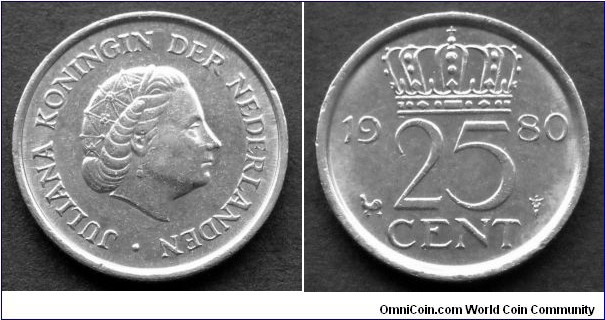 Netherlands 25 cents.
1980, Mint error - high rim.