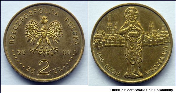 Poland 2 złote.
2000, Wrocław millenium (II)