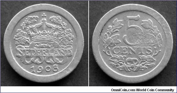 Netherlands 5 cents.
1908