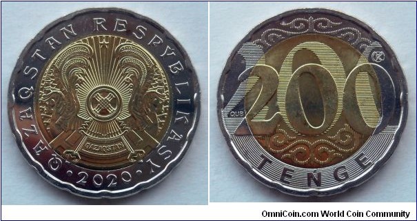 Kazakhstan 200 tenge.
2020, Latin inscription. Bimetal.