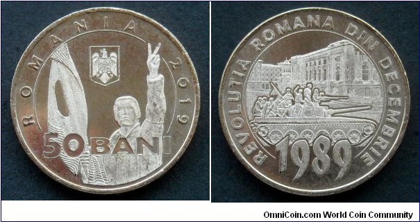 Romania 50 bani.
2019, 30th Anniversary - Romanian Revolution of December 1989.