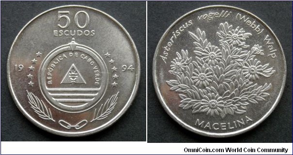 Cape Verde 50 escudos.
1994, Flowers - Macelina