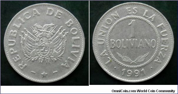 Bolivia 1 boliviano.
1991 (II)