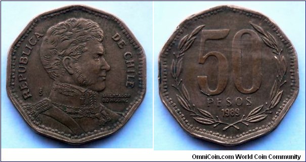 Chile 50 pesos.
1989