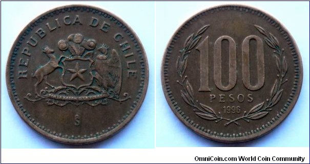 Chile 100 pesos.
1996