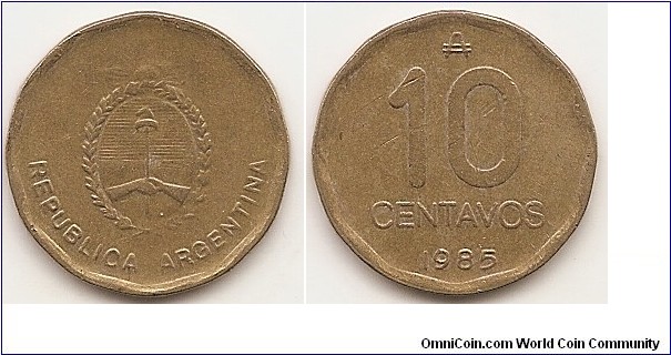 10 Centavos
KM#98
4.4500 g., Brass, 21.5 mm. Obv: Argentine arms Rev: Value, date below