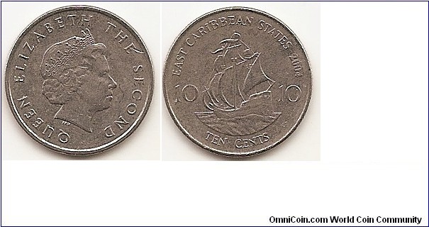 10 Cents
KM#37
2.59 g., Copper-Nickel, 18.06 mm.. Ruler: Elizabeth II (1952-date). Obv: Portrait of Queen Elizabeth II to the right, is surrounded with the inscription 