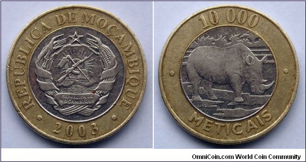 Mozambique 10000 meticais. 2003