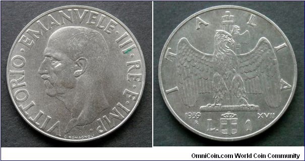 Italy 1 lira.
1939 (Magnetic)