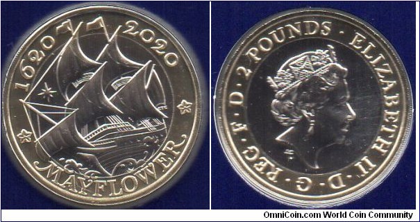 £2 400th Anniversary of the Mayflower 1620-2020