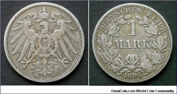 German Empire 1 mark.
1896 (A - Berlin) Ag 900.