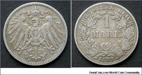 German Empire 1 mark.
1899 (A - Berlin) Ag 900.