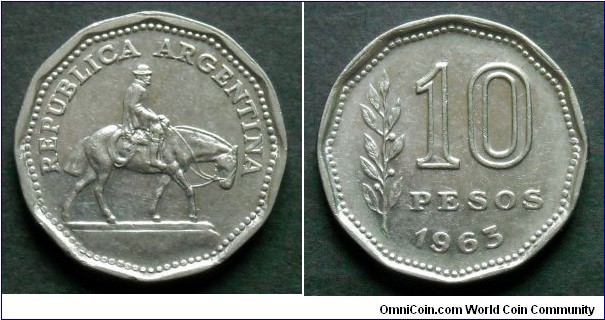 Argentina 10 pesos.
1963