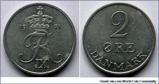 Denmark 2 ore.
1971, Zinc (V)